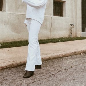 White Corduroy American Eagle Bell Bottom Pants